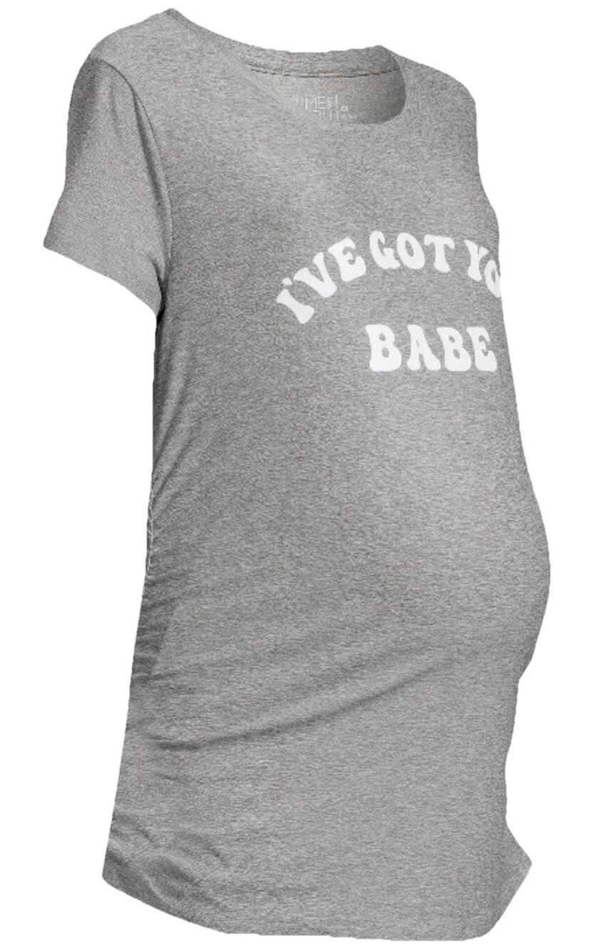 NWT Time and Tru Women's XL Gray "I've Got You Babe" Maternity Graphic Tee Shirt
